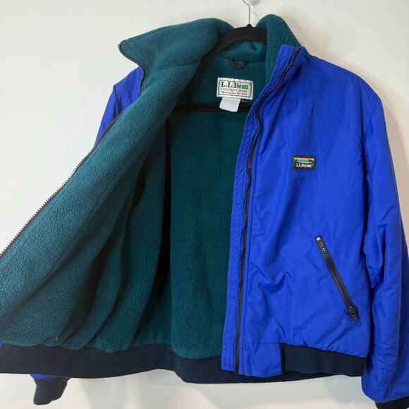 L.L. Bean Vintage Warm Up Jacket Full Zip Fleece Lined Windbreaker Bomber Blue - Picture 3 of 6